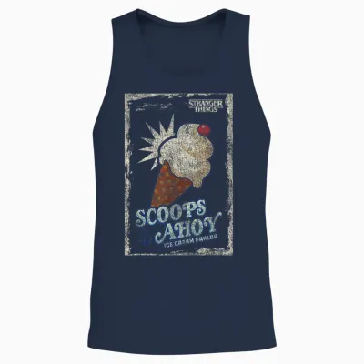 Stranger Things Scoops Ahoy Ice Cream Cone Vintage Unisex Tank Top - Navy