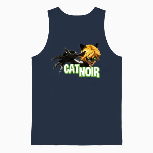 Miraculous Cat Noir Adrien Pose Unisex Tank Top in Navy