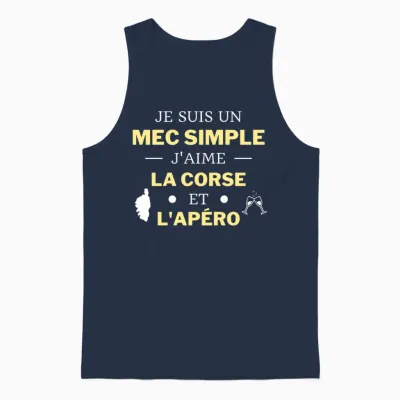 Mec Simple J'aime La Corse Et L'apéro Cadeau Humour Corsica T-Shirt Haut De Gamme Unisex Tank Top - Navy