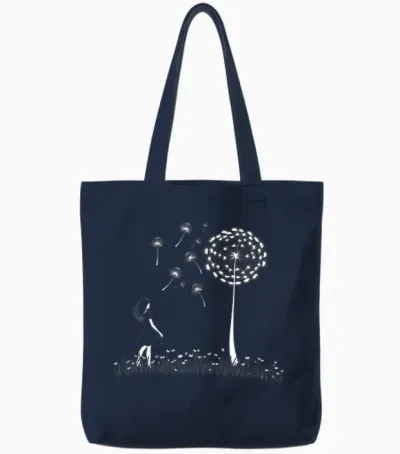 Mädchen Mit Pusteblume Tote Bags - Navy