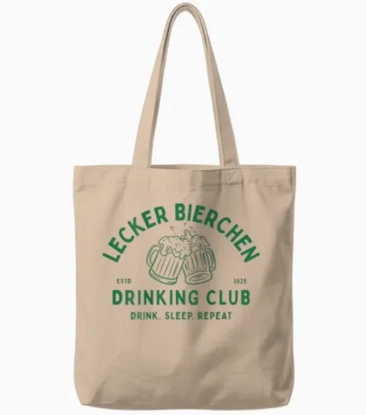 Tasty Beer Drinking Club | Malle Daydrinking Backprint Tote Bags - Natural