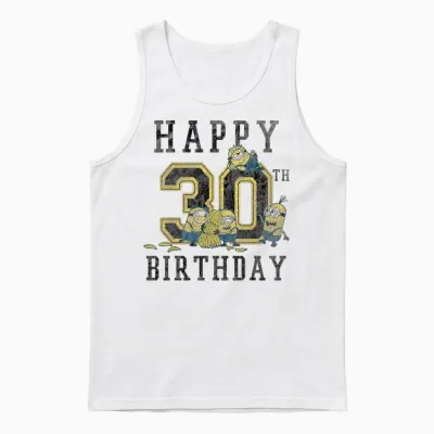Despicable Me Minions Happy 30th Birthday T-Shirt, Black, S Unisex Tank Top - White