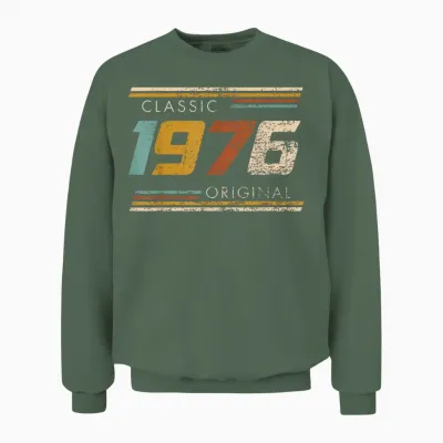 Classic 1976 Original Vintage Anniversary Est Edition 1976 T-Shirt, Black Unisex Sweatshirt - Military Green