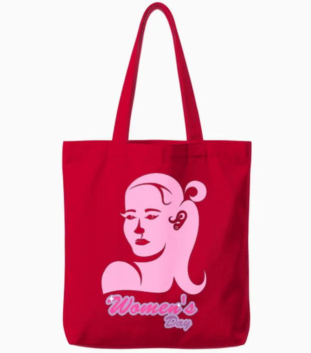 Women's Day Tote Bags in Red