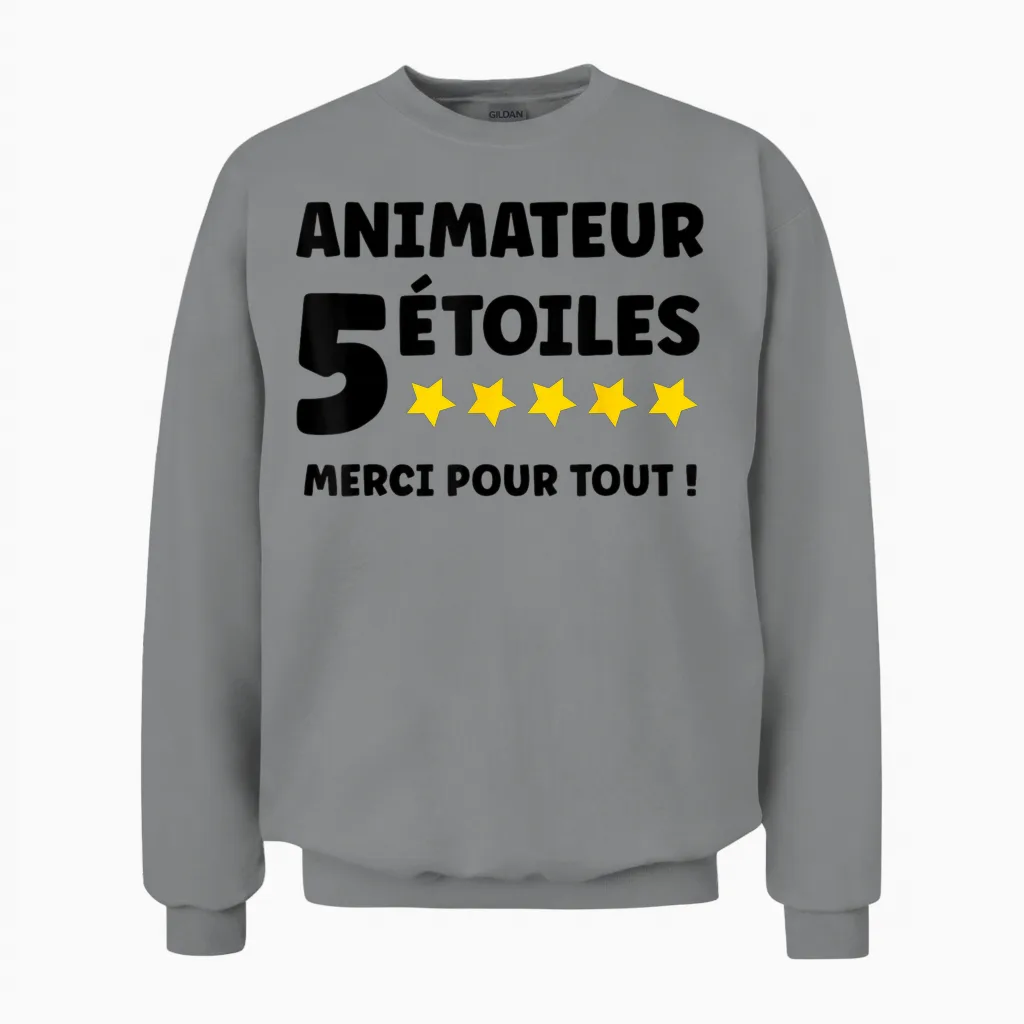 School Extracurricular Animator 5 Stars Merci Animateur Unisex Sweatshirt in Sport Grey