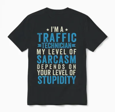 Funny Traffic Technician Unisex T-Shirt - Black
