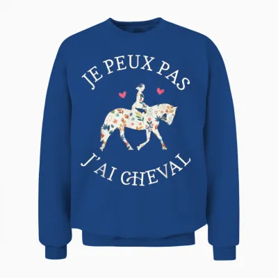 Je Peux Pas J'ai Cheval Humour Gift T-Shirt, Black, S Unisex Sweatshirt - Royal