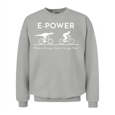 Velociraptor Chasing E-Biker Unisex Sweatshirt - Ash