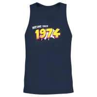 Retro 49th Birthday in Pop Art Comic Book Style Unisex Tank Top - Navy – 2