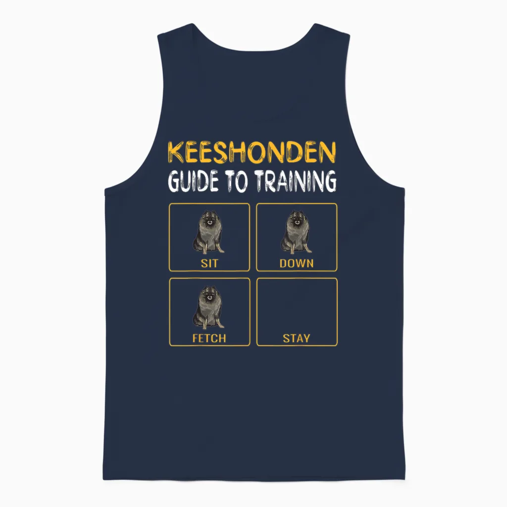 Keeshond Guide Dog Training T-Shirt, Black, S Unisex Tank Top in Navy