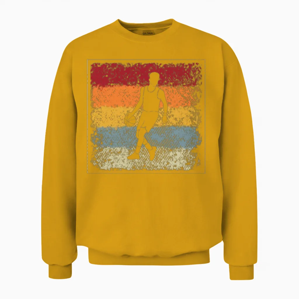 Basketball Retro Unisex Sweatshirt in Gold