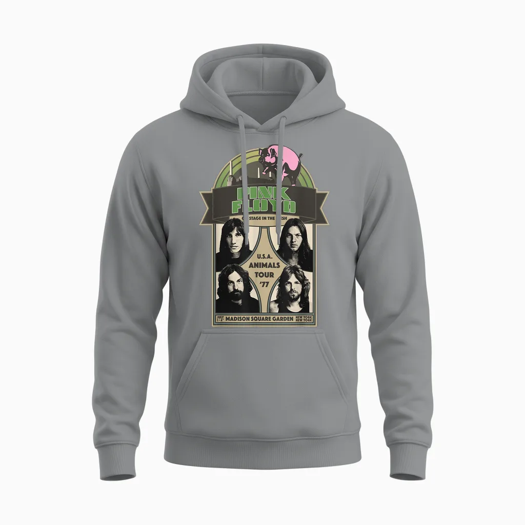 Pink Floyd Usa Animals Tour in Madison Square Garden 1977 Unisex Hoodie in Sport Grey