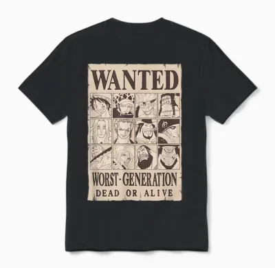 One Piece Anime Worst Generation Wanted Poster Collage Unisex T-Shirt - Black