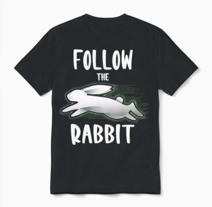 Follow the White Rabbit | Bunny Rabbit Unisex T-Shirt in Black