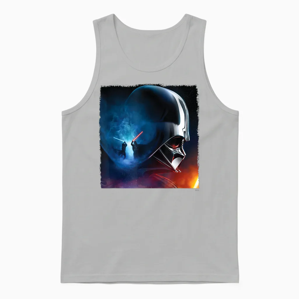 Star Wars Obi-Wan Kenobi vs Darth Vader T-Shirt, Black Unisex Tank Top in Ash