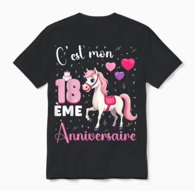 It's My 18th Birthday 18 Year Old Horse Riding Girl T-Shirt, Black, S Unisex T-Shirt - Black
