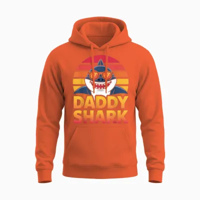 Daddy Shark Retro Sunglasses for Father's Day Unisex Hoodie - Orange