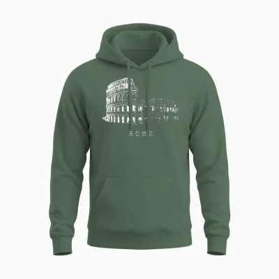 Rome Colosseum Vintage Skyline Italy Fan Love Roma Unisex Hoodie - Military Green