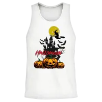 Halloween Pumpkin Witch Ghost Art Unisex Tank Top - White – 2