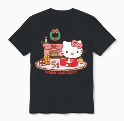 Hello Kitty Warm and Cozy Christmas Unisex T-Shirt - Black