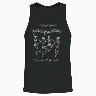 Disney Silly Symphonies the Skeleton Dance Vintage Logo Unisex Tank Top - Black