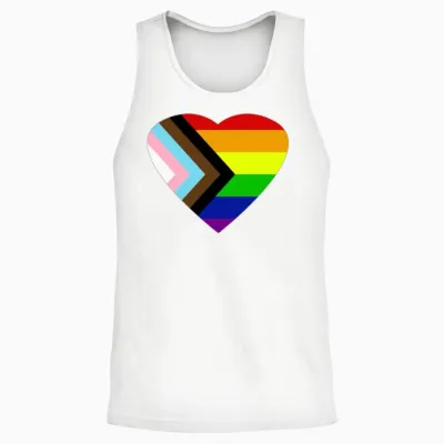 Pride Progress Rainbow Flag Lgbt Unisex Tank Top - White