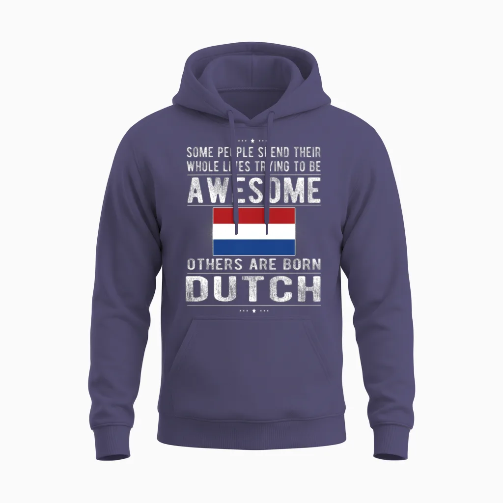 Proud Dutch Flag Netherlands Heritage Dutch Roots Unisex Hoodie in Heather Sport Dark Navy