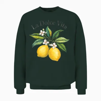 La Dolce Vita Lemon Italian Summer Limoncello Amalfi Coast T-Shirt, White, S Unisex Sweatshirt - Forest