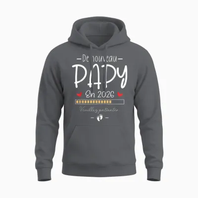 Humour Announcement Grandpa Pregnancy Grandpa Encore Papi 2026 Unisex Hoodie - Charcoal