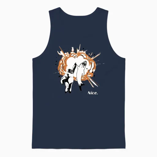 Gorilla and Shark High Five Unisex Tank Top in Navy