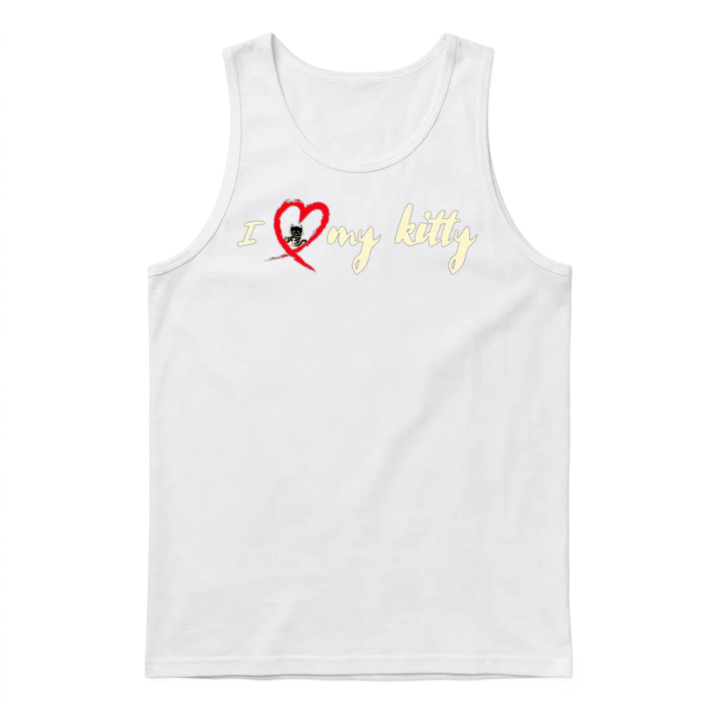 I Heart My Kitty Cat Lovers Unisex Tank Top - White