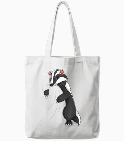 Badger T-Shirt, Black, S Tote Bags - White