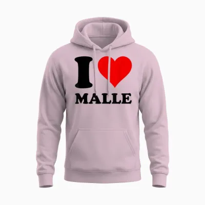 Red Heart I Love Malle T-Shirt, White Unisex Hoodie - Light Pink