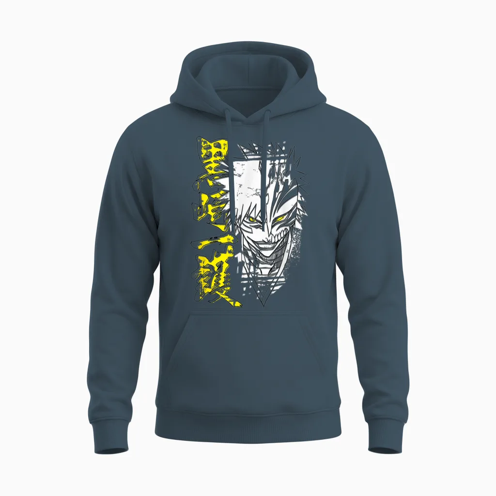 Bleach Ichigo Hollow Outline Sketch Anime Unisex Hoodie in Dark Heather