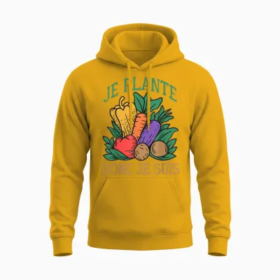 Je Plante So Je Suis Jardin Humour Gardening Vegetable Garden Unisex Hoodie - Gold