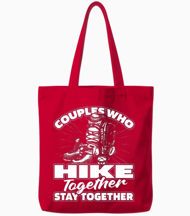 Hiking Hike Couple & Outdoors Gift Tote Bags in Red