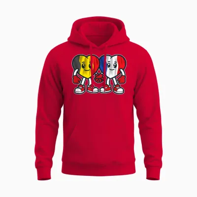 Hearts of Friendship France and Belgium Unisex Hoodie - Red