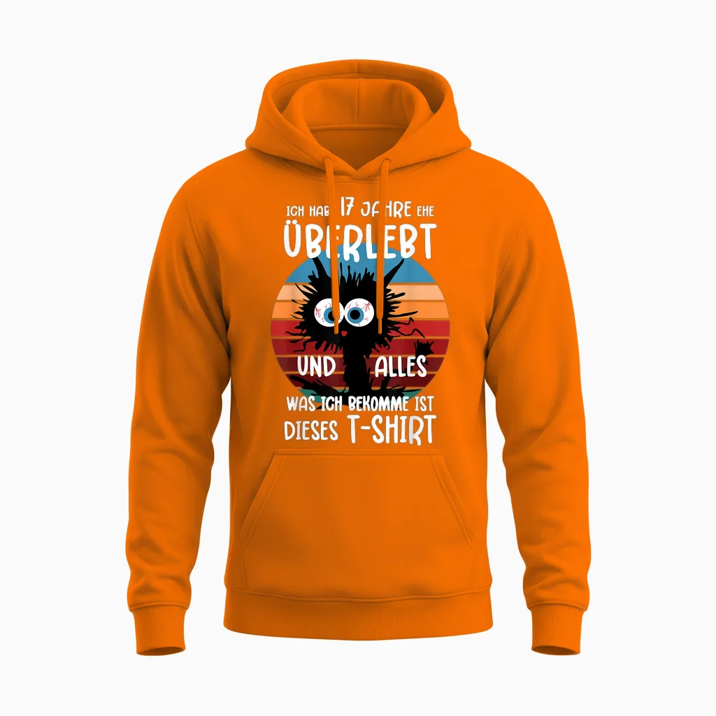17 Jahre Verheiratet Orchideenhochzeit Ehe 17 Hochzeitstag Unisex Hoodie in Safety Orange