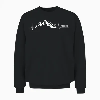 Offline Wandern Berg Bergsteiger Wanderausflug Herzschlag Unisex Sweatshirt - Black