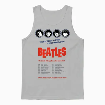 Offiziell the Beatles Uk Tour 1964 Retro Band Pop Rock Unisex Tank Top - Ash