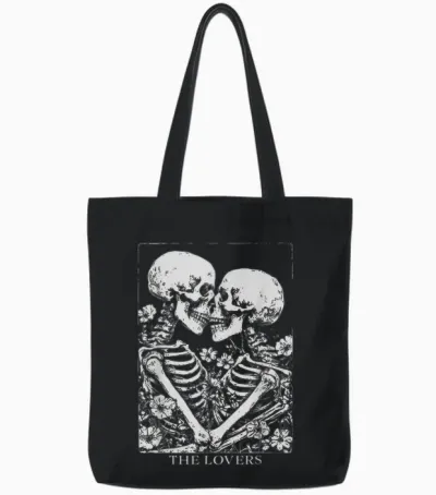 The Lovers Tarot Gothic Occult Pastel Goth Creepy Cute Tote Bags - Black