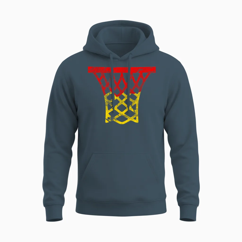 Germany Basketball T-Shirt, Black Unisex Hoodie in Dark Heather