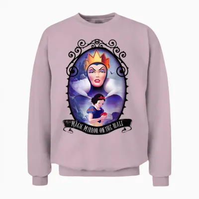 Disney Snow White Evil Queen Magic Mirror Circle Portrait T-Shirt, Blue, S Unisex Sweatshirt - Light Pink