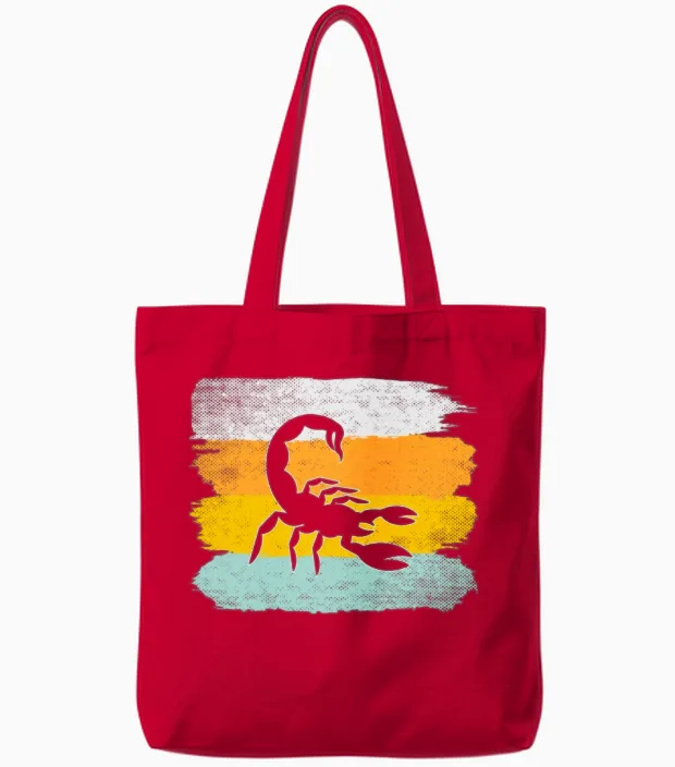 Scorpion Retro Tote Bags in Red