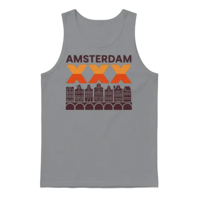 Amsterdam Triple X and Canal Houses Design Unisex Tank Top - Sport Grey