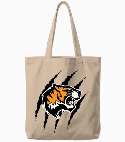 Tiger with Claw Marks Tote Bags - Natural