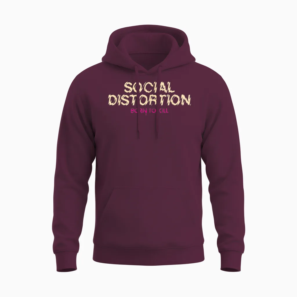 Offizielle Social Distortion Born to Kill Skelly Unisex Hoodie in Maroon