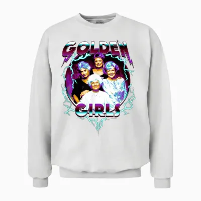 The Golden Girls Iconic 80s Metal Vibes Group Shot Portrait T-Shirt, Black Unisex Sweatshirt - White