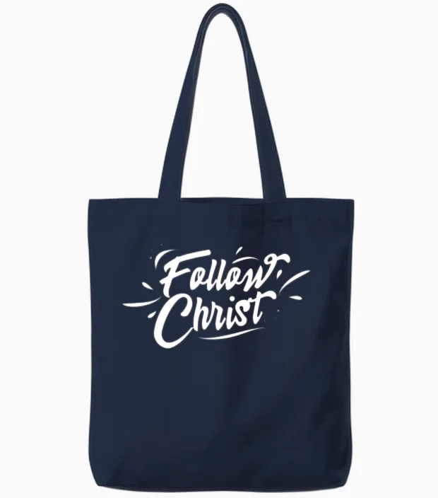 Follow Christ Tote Bags in Navy