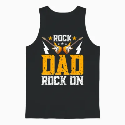 Rock Dad Rock on - Funny Rock Guitar Musician Dad Unisex Tank Top - Black
